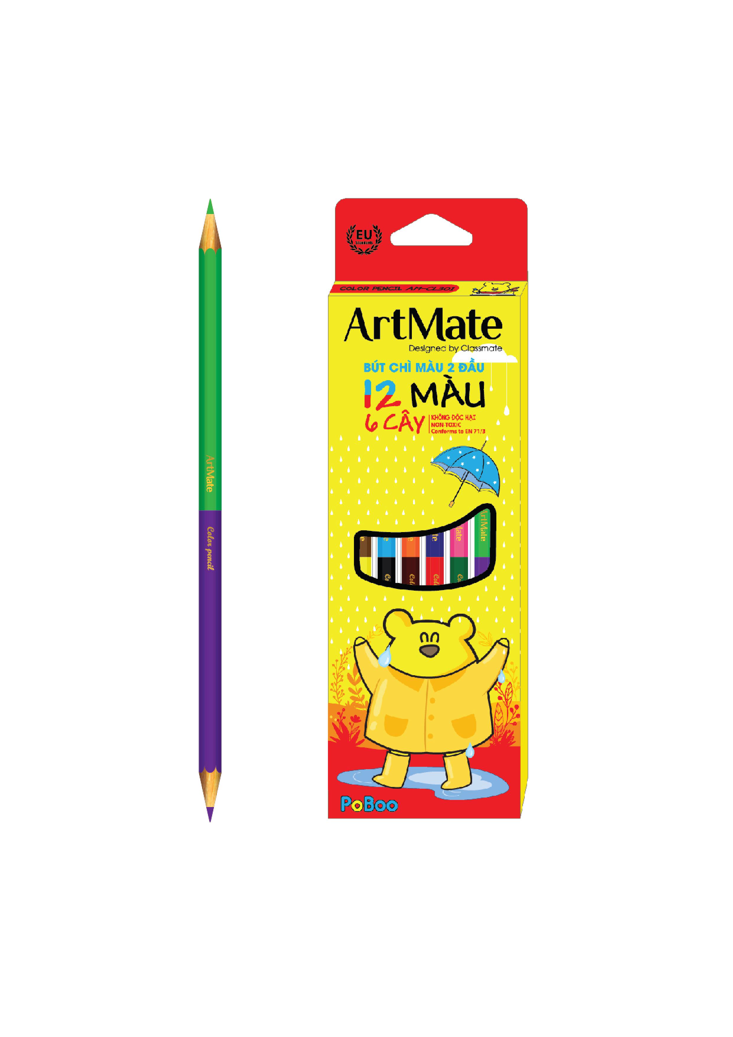 Bút chì màu 2 đầu (12 màu) (AM-CL301)