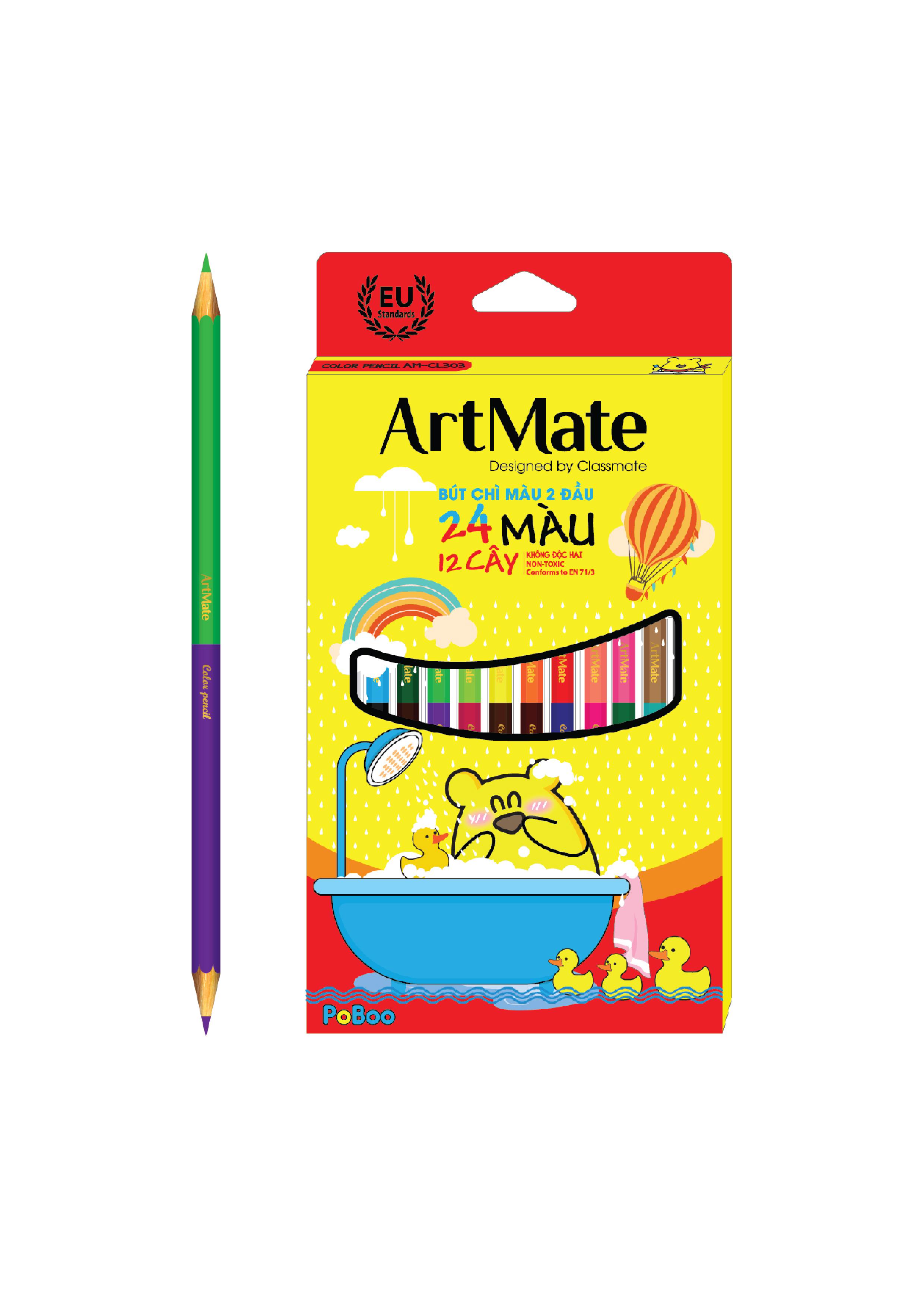 Bút chì màu 2 đầu (24 màu) (AM-CL303)